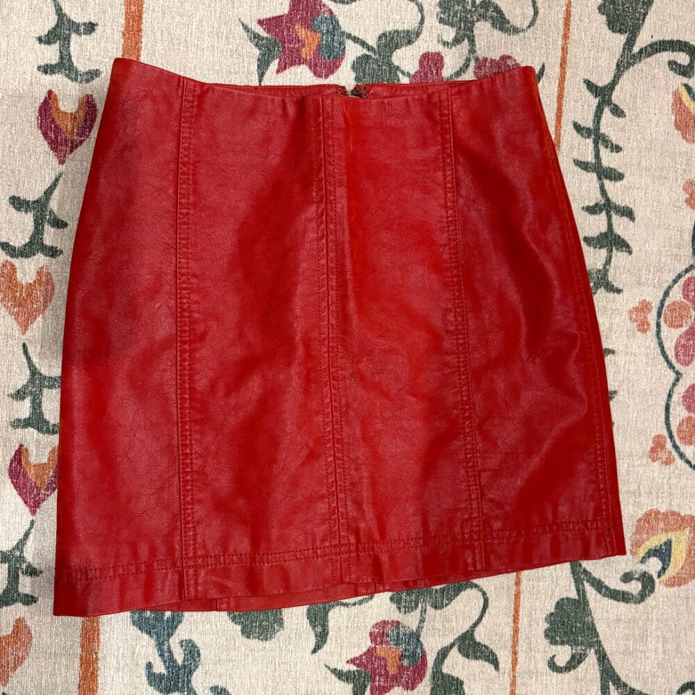 Free People Red Suede Femme Skirt, Size 0